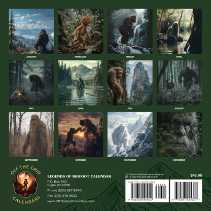 2025 Legends Of Bigfoot Calendar